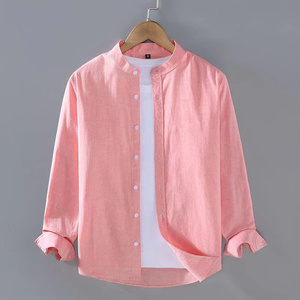 <span class=keywords><strong>Camicia</strong></span> <span class=keywords><strong>in</strong></span> <span class=keywords><strong>Lino</strong></span> a Maniche Lunghe con Colletto Alto, Stile Henley, Bianca e <span class=keywords><strong>Nera</strong></span>, Morbida, Comoda, Semplice, Traspirante, Autunnale, Tinta Unita - Product Image 2