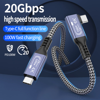 Kabel pengisian daya Cepat sudut kanan USB3.2 Gen2 VR kabel Link 90 derajat USB C ke C 20Gbps PD 100W untuk Qculus Quest Gaming Video 4K