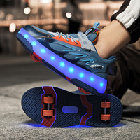 Ponerait Kids 4 patins à roulettes lumière LED baskets pour filles et garçons chaussures de sport pour 4 ans et plus