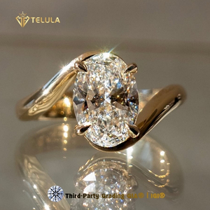 Anillo de Compromiso de Oro Sólido de 14K con Diamante Sintético Creado en Laboratorio, Color D VVS, Creado con CVD HPHT y Certificado por IGI - Product Image 1