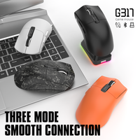 Mouse Gaming 3 Mode Kabel & 2.4G Bluetooth, Dapat Diisi Ulang, Polling Rate 1000Hz, Lampu RGB & Layar LED untuk Gamer