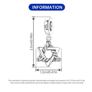 Colgante de estrella de seis puntas de cobre blanco, joyería de pulsera DIY de alta gama, accesorio para niñas - Product Image 3