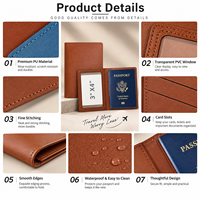 Porte-passeport en cuir PU avec logo personnalisé, portefeuille de voyage, fentes pour cartes, couverture de passeport, OEM ODM, cadeau d'entreprise, vente en gros