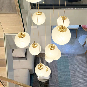 Modern Ayarlanabilir Yükseklik Cam Abajurlu Demir Braketli Sarkıt Lamba Otel Kullanımı İçin Orta Boy - Product Image 6