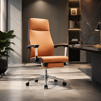 Fauteuil de jeu inclinable en cuir PU orange Chaises de bureau ergonomiques en cuir avec repose-pieds