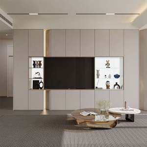 Meuble TV moderne de luxe avec éclairage LED, rangement élégant pour le divertissement à domicile ou à l'hôtel, pour le salon - Product Image 1