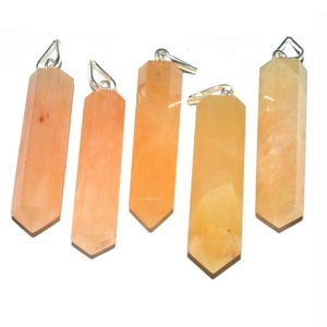 Pendentif pierre précieuse Aventurine Orange naturelle, crayon en cristal - Product Image 1