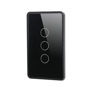 1/2/3/4gang Us Type Wireless Wifi Smart Wall Touch Switch Tempered Glass Panel Wifi Smart Home Voice Light Alexa Switch
