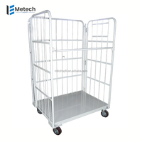 Vente en gros de chariots à cage en acier emboîtables en métal robuste entrepôt de stockage à sécurité totale conteneur à mailles pliable emballé par palettes