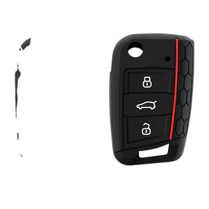 Funda de silicona con llave abatible de 3 botones apta para VW GOLF 7 MK7 SKODA <span class=keywords><strong>SEAT</strong></span> <span class=keywords><strong>2014</strong></span> 2015 2016 FOB HULL OCTAVIA <span class=keywords><strong>COMBI</strong></span> <span class=keywords><strong>LEON</strong></span> IBIZA CUPTRA - Product Image 1