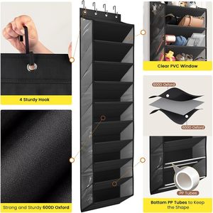 Over The Door Shoe Organizer 10 Tier Clear Pockets Hanging Rack For Closet Shoes Handbags Storage - Product Image 3