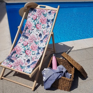 Silla de Playa Plegable de Alta Calidad Hecha en Italia, 3 Posiciones, en Madera de Haya Maciza con Tela Extraíble Betty Lux para Exteriores - Product Image 5