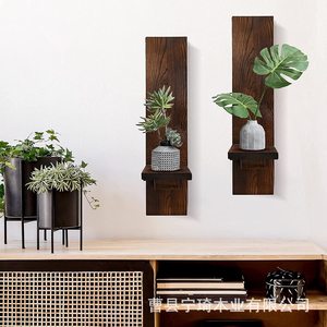 Home living room <b>wall</b>-mounted decorative <b>shelf</b> set, two-piece <b>wall</b>-mounted storage rack, cross-border <b>wall</b> <b>floating</b> wooden - Product Image 4