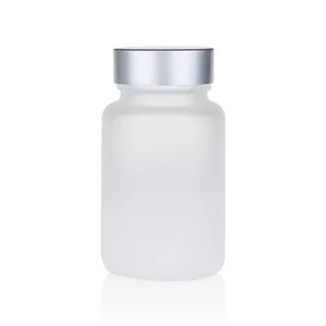 Glass Bottle Supplier 100ml 200ml Frosted Vitamin Glass Jar With Aluminum Lid