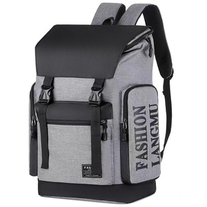 Sac à dos unisexe géométrique tendance grande capacité pour ordinateur portable, imperméable, décontracté, en nylon, multifonctionnel pour voyage - Product Image 2