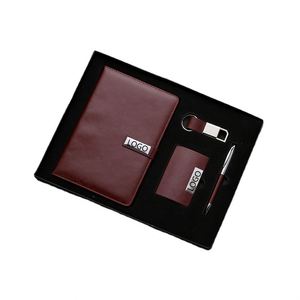 High Quality Pu Leather Notebook+card Holder+pen+<b>key</b> <b>Chain</b> 4 in 1 Promotional Gift Set Stationery Gift Set Stationary Gift Set - Product Image 1