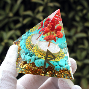 <b>Crystal</b> <b>Tree</b> Pyramid Ornament Resin Epoxy Home Decoration Traveler's Runes Laser Engraved - Product Image 2