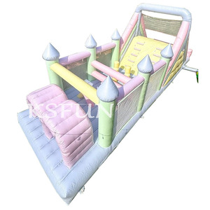 Parcours d'obstacles gonflable commercial extérieur, château gonflable pour enfants et adultes, grand toboggan gonflable sec géant - Product Image 1