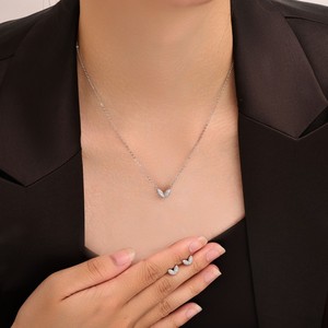 Conjunto de pendientes y collar de aleación de cobre con forma de corazón de perla brillante para mujer, joyería de moda para fiesta - Product Image 2