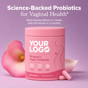 Cápsulas Probióticas Diarias para Mujeres, Fórmula Personalizada, Bajo MOQ, GMP, Veganas, XOS, Prebióticos, Equilibrio del pH, Frescura, Bienestar Íntimo - Product Image 1