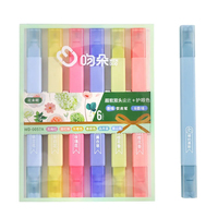 6 pièces stylo Fluorescent à double pointe belle fleur parfumée Pastel surligneur marqueurs Kawaii Art dessin griffonnage stylo