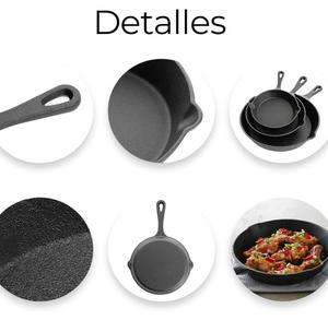 Raganet, Juego De 3 Sartenes De Hierro Fundido Con Mangas Largas, Resistentes Y Antiadherentes - Product Image 6