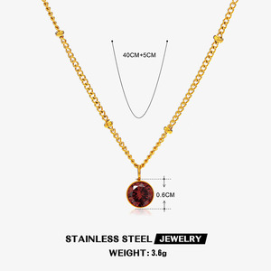 G2631 Venta al por mayor Collier Acier Inoxydable Bijoux Acero inoxidable 18K Chapado en oro Cristal Piedra DE NACIMIENTO Collares de piedra de nacimiento Joyería - Product Image 6