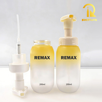 Bouteille mousseuse rechargeable en plastique de 200 ml, couleur jaune personnalisée, pour savon pour les mains, shampoing, cosmétiques