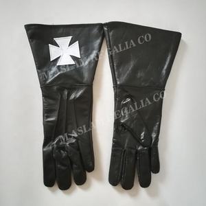 Gants en cuir souple écologiques St Thomas, longueur poignet, avec emblème maçonnique blanc, pour usage hivernal décontracté - Product Image 4