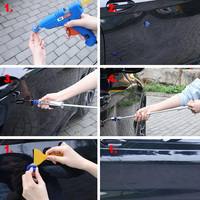 Kit de Reparación de Abolladuras de Coche, Herramienta de Extracción de Abolladuras sin Pintura, Extractor de Ventosas para Carrocería, Martillo y Pistola de Pegamento de Aluminio para Taller de Automóviles