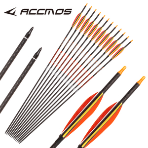 Flèche en carbone pur <span class=keywords><strong>de</strong></span> 6,2 mm avec pointe <span class=keywords><strong>de</strong></span> flèche cible, plumes <span class=keywords><strong>de</strong></span> fusée, deux oranges et une jaune - Product Image 5