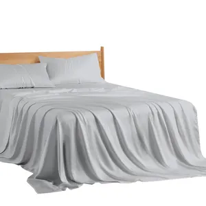 Yüksek kalite yatak çarşafı yatak takımları ev tekstili fabrika toptan 100% organik bambu çarşaf seti