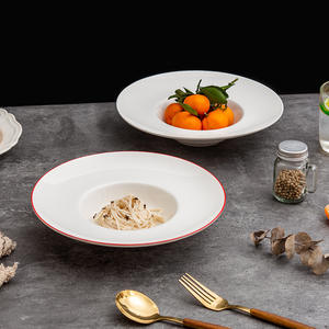 Plato de cerámica blanco de 23.5 cm, redondo, de color sólido, para hotel, fiestas, platos de estilo occidental. - Product Image 2