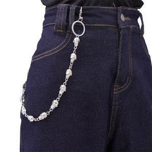 Chaîne de taille Crâne pour Hommes, Style Hip Hop en Argent Tibétain, Chaîne de Ceinture en Métal, Décoration Décontractée pour Pantalon, Design Squelette Simple Couche - Product Image 6