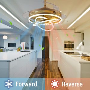 Moderno ventilador de techo negro y dorado de lujo con luz LED y candelabro colgante de cristal con control remoto - Product Image 2
