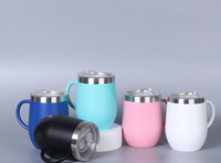 Tasse à thé au lait en acier inoxydable, tasse à café thermique, thermos froid/chaud, gourde portable pour la randonnée, empilable, 12 oz, avec poignée