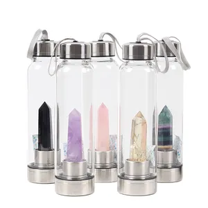 2024 New Design China Supplier Wholesale Hot Selling Products Eco-friendly Cheap Price Glass Gemstone Water Bottle