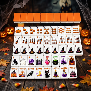 Halloween Pumpkin Themed Modern Acrylic Eco-Friendly Mahjong Tiles Party Tabletop Gift Set <b>Entertainment</b> in Stock Fast Shipping - Product Image 1
