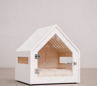 Kunden spezifische Indoor Luxus Pet House Massivholz Hunde bett Möbel mit nachhaltigem Merkmal und gedrucktem Muster