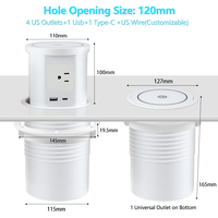Enchufe Eléctrico Universal Retráctil Fynova con Carga Inalámbrica USB A&C, Torre de Alimentación para Cocina con 5 Tomas de Corriente, 15A, Plástico, Enchufe Estadounidense y Europeo