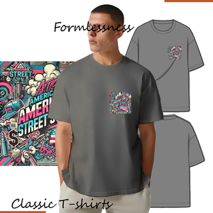 FLN <span class=keywords><strong>2026</strong></span> T-shirt Oversize di Alta Qualità 100% Cotone, Abbigliamento Streetwear con Spalle Scese, Maglietta Vintage Stampata per Uomo - Product Image 4