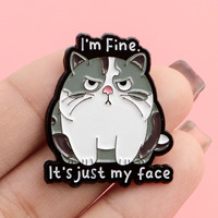 Pin de esmalte de gato gordo lindo con frases divertidas, broche, insignia para mochila, accesorios de ropa, joyería de animales, regalos para amigos
