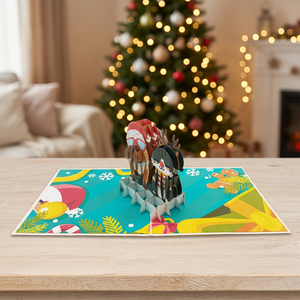 Carte de vœux de Noël pour chien et chat, vente en gros, découpe au laser, faite à la main, design Kirigami, papier de haute qualité, carte 3D, Viet-Craft - Product Image 3