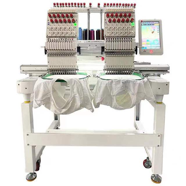 China Factory Wholesale Digital Two Head Embroidery Sewing Machine Computer 9 12 15 Needle 2 Head Cap Tshirt Embroidery Machines