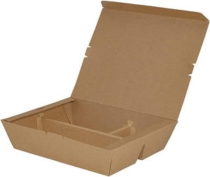 Scatole Bento monouso a 3 scomparti <span class=keywords><strong>in</strong></span> carta Kraft con chiusura a linguetta cartelle per servire cibo caldo/freddo per feste di ristoranti - Product Image 2