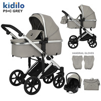 Poussette Bébé 3-en-1 Kidilo Personnalisée en Usine, Pliable, en Alliage d'Aluminium, avec Nacelle et Siège Auto pour Nourrisson, Chariot de Voyage