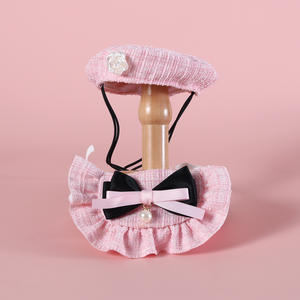 Ensemble de bavoir pour petits chiens, <span class=keywords><strong>beret</strong></span> de princesse, nœud perlé, fleur, Halloween, Noël, polyester écologique, mode, mignon - Product Image 3