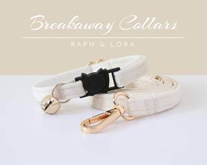 White Breakaway Quick Release Leather Clasp Modern Tactical Personalized <b>Cat</b> Bow with Engraved <b>Tag</b> Custom Kitten Gift Collar - Product Image 2