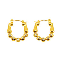 Boucles d'oreilles créoles en acier inoxydable 316L anti-ternissement pour femme, plaquées or 18 carats, style bohème, avec pendentif à pois