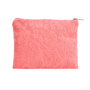 New Fashionable Jacquard Terry Cloth Zipper Portable Cosmetic Organizer Handheld <b>Towel</b> Material Travel Makeup Pouch - Product Image 1